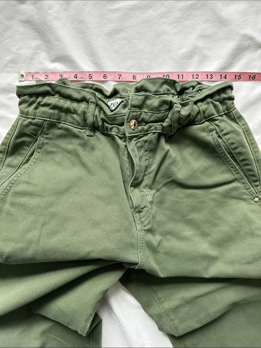 Zara Green Paperbag Waist Tapered Pants - Picture 5 of 9